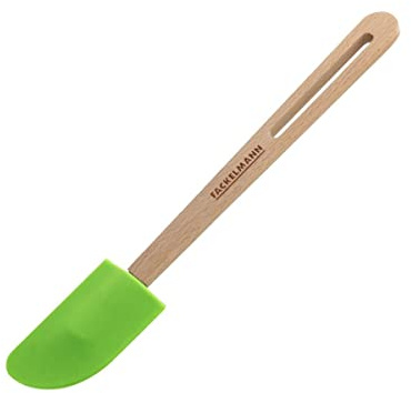Fackelmann Teigschaber aus Silikon mit Buchenholzgriff – 29 cm, zum Ausschaben von Schüsseln und Glattstreichen von Teig, Creme & Sahne, hitzebeständig bis 230 °C, Reinigung per Hand