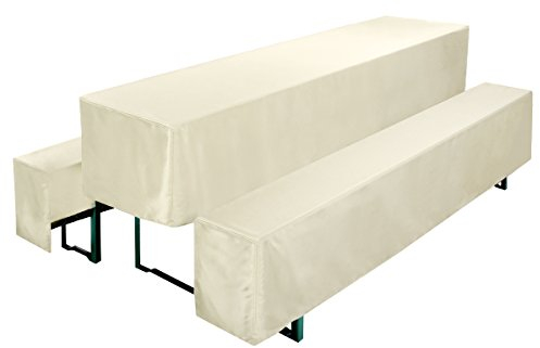 Gräfenstayn® Valentin - Biertischhussen-Set 3 TLG für Bierzeltgarnitur - 50cm oder 70cm Tischbreite - mit Öko-Tex Siegel Standard 100 : Geprüftes Vertrauen 30572 (Creme, 50x220cm)