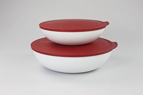 TUPPERWARE Allegra 3,5 L+1,5 L rot-weiß Servier Schale Schüssel Servierschalen