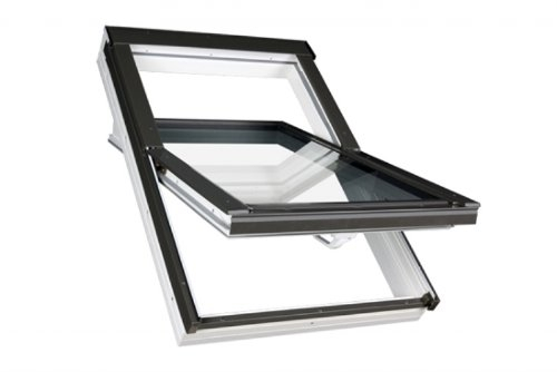 78 x 118 - FAKRO Dachfenster Kunststofffenster PTP - Schwingfenster PTP U3 mit EDR für Dachziegel