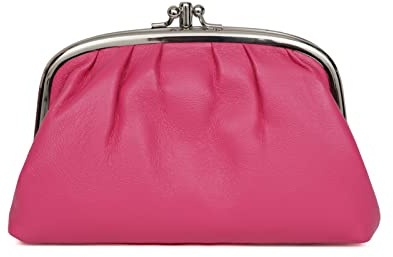 Hexagona Paris - Porte-Monnaie - pour Femme - Collection Coconuts - Fuchsia - en Cuir d'agneau - Porte-Monnaie - Portefeuilles et Porte-Cartes Femme - Porte Feuille - Compatible Carte de Crédit