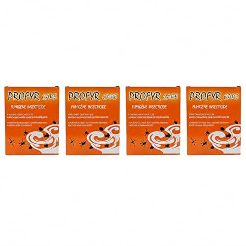Fumigène Insecticide prêt à l’Emploi (Lot de 4) – Diffusion de Fines Particules, Hydrofuge, sans Combustion ni gaz propulseur – Anti Insectes Volants et rampants