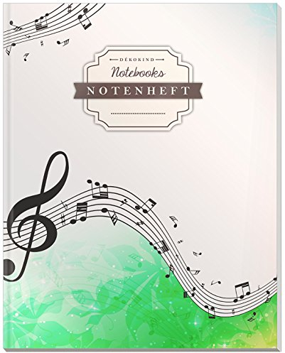 DÉKOKIND Notenheft | DIN A4, 64 Seiten, 12 Notensysteme pro Seite, Inhaltsverzeichnis, Vintage Softcover | Dickes Notenbuch | Motiv: Frühlingshaft