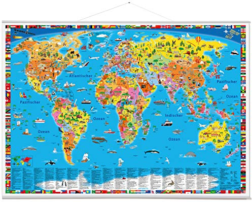 Erlebniskarte „Illustrierte politische Weltkarte“ mit Metall-Beleistung