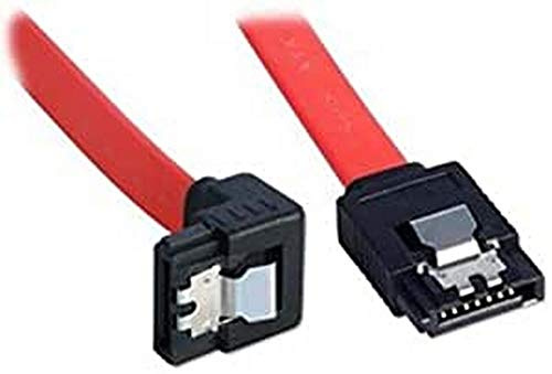 LINDY 33458 - Cable SATA III con clip de seguridad, 1m - Conector recto y conector en ángulo de 90º – Color rojo