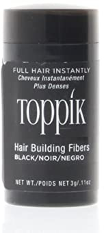 TOPPIK Förtjockande hårfibrer baserade på keratin, svart, 3 g, hår med naturligt tjockare utseende - för förtätning av rötter, frontlinje, skägg, skallighet - för män och kvinnor