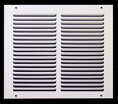 12x10 Return Air Vent Cover Grille for Wall or Ceiling Duct Opening - Flat Stamped Face Steel Air Grill by HVAC Premium - White - Overall Size: 13.75 x 11.75