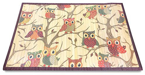 tex Family - Alfombra de madera de bambú 50 x 80 cm, búho, búhos
