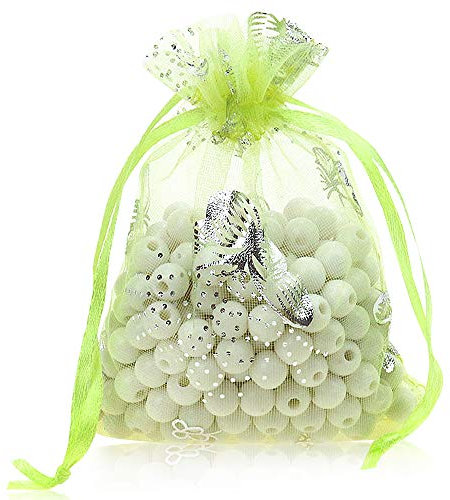 YFZYT 100Stk Organzabeutel Organzasäckchen Schmuckbeutel Bonbonsbeutel Hochzeit Geschenk Geburtstag Kordelzug Süßigkeiten Party Wedding Geschenktüte Beutel - 11x16cm, Fluoreszierendes Grün B