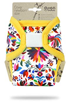 Petit Lulu Größe 1 PUL Überhose (2-6 kg) | Klett | Newborn Windelüberhose | Baby Regenbogen Windelhose | Waschbar & Wasserdicht | Stoffwindeln für Neugeborene | Hergestellt in EU (Folklore)