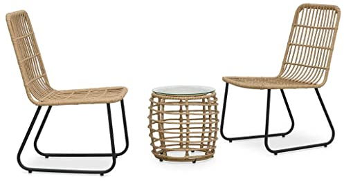 vidaXL 3-teiliges Bistro-Set Polyrattan Eiche