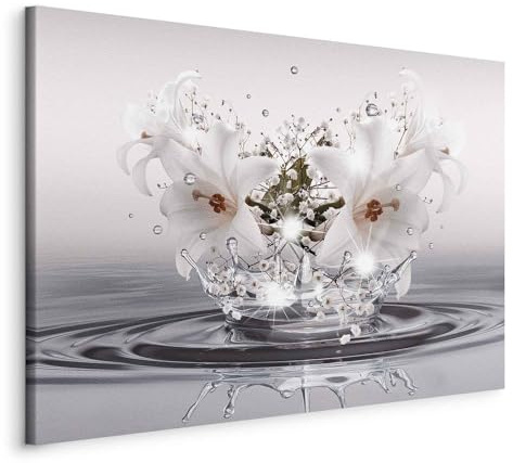 murando - Quadro Fiori 90x60 cm 1 pezzo Stampa su Tela XXL Immagini Moderni Murale Decorazione da Parete Quadri Grandi Componibili Pittura Soggiorno Natura Lilien Zen Spa Acqua b-C-0932-b-a