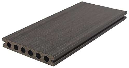 Gartenwelt Riegelsberger Premium WPC Terrassendiele Dark Grey 23x138 mm Länge 100 cm Terrassen Dielen Terrassenboden beidseitig nutzbar