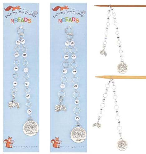 NBEADS 2 Pcs Tree of Life Charms Knitting Row Counter Chains, Number Beads Row Counter Chains Row Counting Accessories for Knitting Crochet Tracking Project Progress