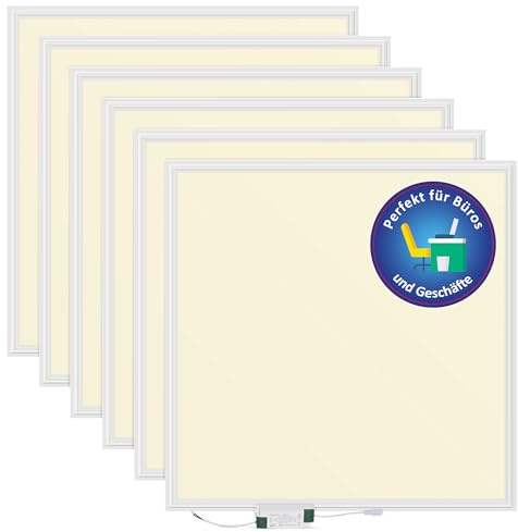 LECOM 6x LED Panel 62x62 Warmweiß 3000K CRI90 LED Rasterleuchten Flach