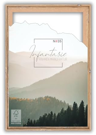 Infantasie 'N°35' Schattenfugenrahmen für 10x10 cm Keilrahmen | Eiche Altholz Silber | MDF-Holz Bilderrahmen für Keilrahmen Leinwände inkl. Aufhänger und Montagematerial