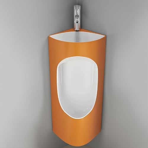 Urinoir d'angle en céramique pour homme avec robinet et lavabo Design anti-déversement pour garage, usage commercial et domestique Solution d'économie d'espace