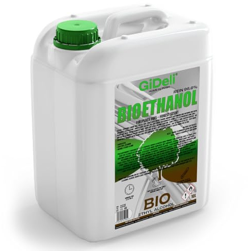 GiDeli Bioéthanol Parfum forêt 96,6 % éthanol pour intérieur et extérieur Sans fumée ni suie 10 l À base de maïs et de betterave sucrière