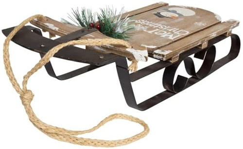 itsisa Design Deko Schlitten aus Holz Merry Christmas 50 cm - Nostalgie Schlitten, Winterdeko, Deko Skihütte, Weihnachtsdeko, Winter Dekoration