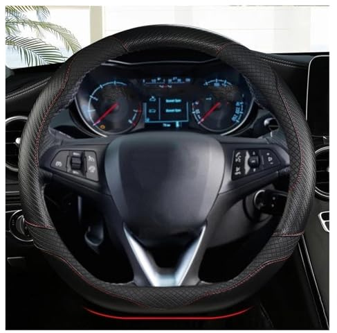 Cubiertas Volante para Opel para Grandland X para Insignia para CT 2017-2022 Funda para Volante De Coche En Forma D Cuero Volante Automóvil(Negro)