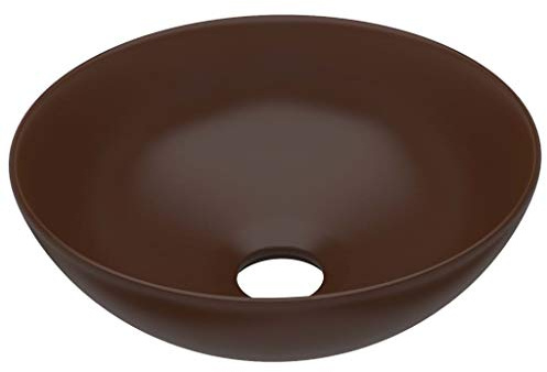 Cervaline Lavandino da Bagno in Ceramica Marrone Scuro Rotondo,Articoli di ferramenta,Prodotti Idraulici,Articoli Idraulici,Lavandini,Lavandini Bagno,3.3kg - 146984