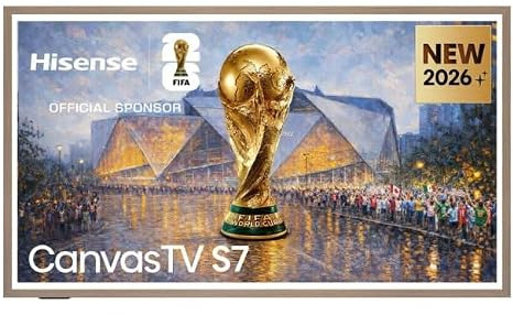 Hisense Canvas TV QLED 144Hz 55 tum 4K 55S7S, Hi-Matte Display, Audio 2.0.2 Tuned by Devialet, VIDAA OS, Dolby Vision IQ, Native 144Hz Game Mode, Art Gallery, 4 HDMI 2.1, Wifi, Bluetooth, AirPlay