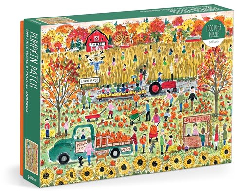 Galison Pumpkin Patch – 1000 Piece Michael Storrings Jigsaw Puzzle Featuring Beautiful Artwork Of A Pumpkin Patch During A Fall Day