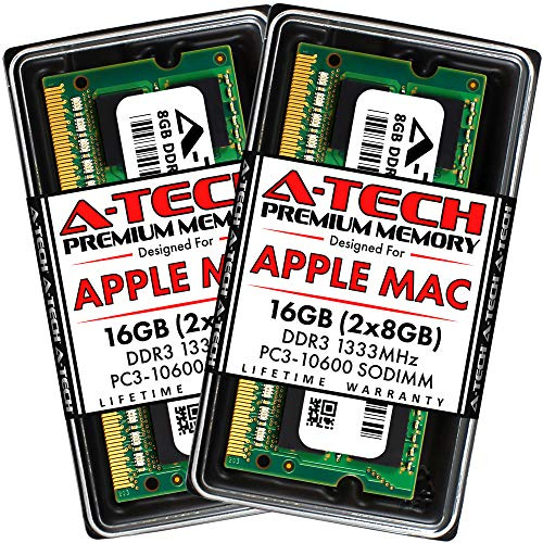 A-Tech - Memoria RAM DDR3 de 16 GB (2 x 8 GB, 1333 MHz, para Apple MacBook Pro (principio/finales de 2011), iMac (mediados de 2010 de 27 pulgadas, mediados de 2011, 21,5 pulgadas, Mac Mini (mediados de 2011) Actualizar