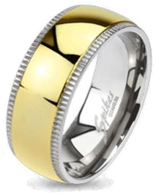 Paula & Fritz® Ring Damen Silber Gold Titan Grade 2 Größe 49 (15,6) - 70 (22,3) 6-mm 8-mm breit Partnerring Verlobungsring Kuppel-Ring Mittelband