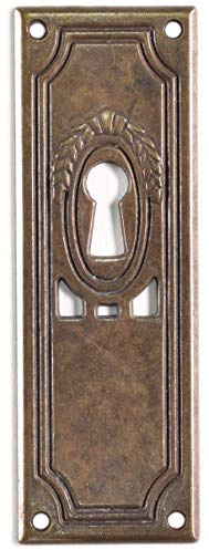 Antikmöbel Griff Schlüsselschild aus Metall und antik patiniert (8049/00.01)