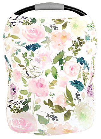 Pobi Baby Premium Multi-Use Cover - Nursing, Car Seat, Shopping Cart, High Chair, and Breastfeeding Cover - Ultra-Soft, Stretchy, and Versatile Floral Scarf for Mom and Baby (Allure)