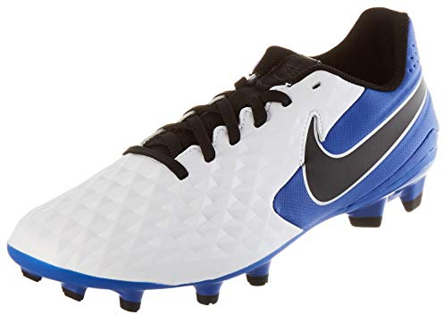 Nike Unisex Legend 8 Academy FG/MG Football Shoe, White/Black-Hyper Royal-Metallic Silver, 36.5 EU