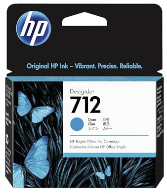 HP 712 Cyan, Original Druckerpatrone | Tinte für DesignJet T650, T630, T250, T230, 29 ml (3ED67A)