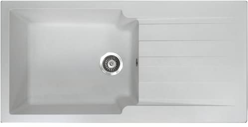 Essebagno Sierra évier 1 grande cuve 1 égouttoir en résine blanc