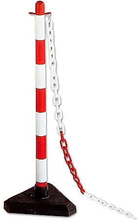 Mondo Viro Colonnina signalisation rouge et blanche avec base - piquet de signalisation pour chaîne de signalisation Made In Italy (Colonne Base Cement)