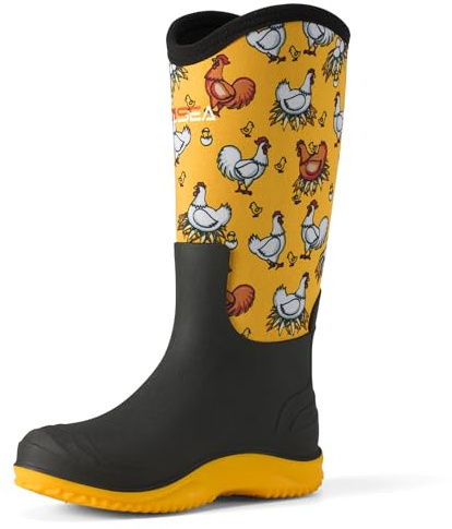 HISEA Women's Mud Rain Boots, Waterproof Tall Garden Shoes, Insulated Neoprene Rubber for Outdoor Activities: Hunting, Gardening, Farming, Muddy Yard Work, Sizes US 6-11
