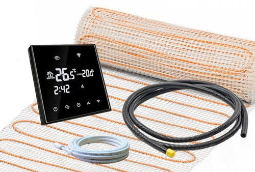 Elektrische Fußbodenheizung Komplett-Set für Fliesenboden UltraPro 200 extra stark mit Thermostat RT-67 WIFI Touch (0,5 m² - 0,5 x 1 m)