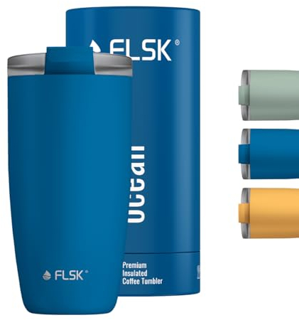 FLSK Kaffeebecher – Premium coffee to go-Becher aus Edelstahl – 100 % auslaufsicher, BPA-frei & doppelwandig – hält 3 h heiß (ocean, 500 ml)