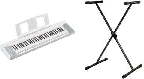 Yamaha NP-15 Piaggero - Teclado digital ligero y portátil, con 61 teclas sensibles a la pulsación y 15 voces de instrumentos & PURE GEWA GEWA F900520 - Soporte de teclado, patas perfil simple,negro