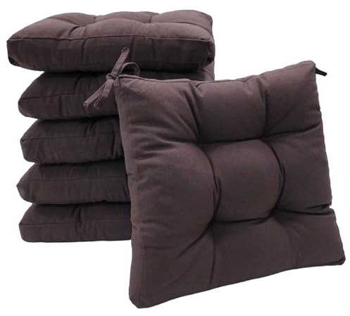 Viste tu hogar Pack 6 Cojines para Silla, 40x40x5 CM, Efecto Tridimensional, Relleno de 100% Poliéster, Ideal para Comedor, Terraza, Salón y Restaurante, Color Marrón Café, Fabricado en España