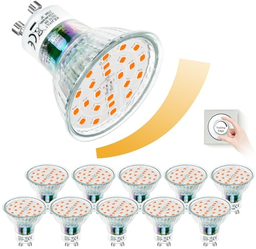 KEJIYILT Ampoules LED GU10, GU10 Dimmable lot de 10, GU10 dimmable blanc chaud 2700K 650lm 6W Remplace les ampoules halogènes 65W, Angle de faisceau 120° Spot sans scintillement - 2700K