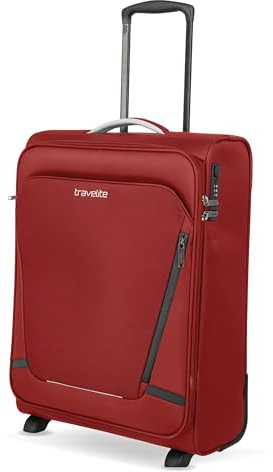 Travelite Handbagageväska med 2 hjul för Condor Ryanair, integrerat kombinationslås, boardvagn jetpack: Kompakt mjukt bagage vagn med fästfunktion, 55 x 40 x 20 cm, 41 l, 2,2 kg, röd, Handgepäck 55cm