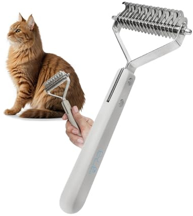 Peine para desenredar perros, cepillo de rastrillo para mascotas, cepillo para gatos, rastrillo de capa inferior, herramienta de aseo de doble cara, suministros para mascotas para razas medianas y