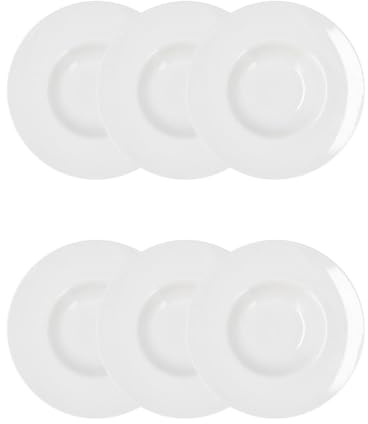 Quid Set de 6 platos risotto Select de porcelana 26,5 cm | Blanco, Porcelana, formato redondo, acabado brillo, 26,5 cm, 6 piezas, apilable, apto para microondas, apto para frigorífico