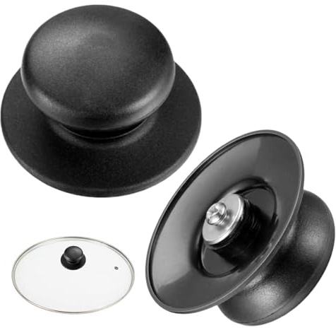 2 Stück Topfdeckel Griff,Robust Deckelknopf für Glasdeckel,Topfdeckelknopf,Topfdeckelgriff,Universal Deckelknauf,Praktisch Hitzebeständig,Geeignet für zu Hause Auswechselbare Topfdeckelknöpfe(Schwarz)