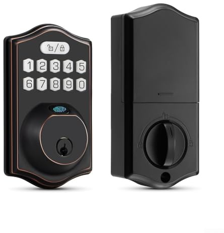 HEBEOT Serratura per porta con impronte digitali, ingresso senza chiave, con codice e chiave fisica, impermeabile IP65, in lega di zinco, sicurezza intelligente per casa o ufficio, capacità 100