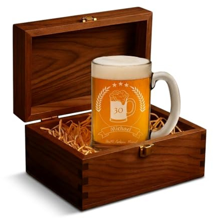 Pixadruck Bierkrug mit Gravur - Personalisierte Geschenke Männer - 400 ml - Geburtstagsgeschenk für Herren Bierglas Papa - Geschenkidee für Bierfreunde - Weihnachtsgeschenke - Original