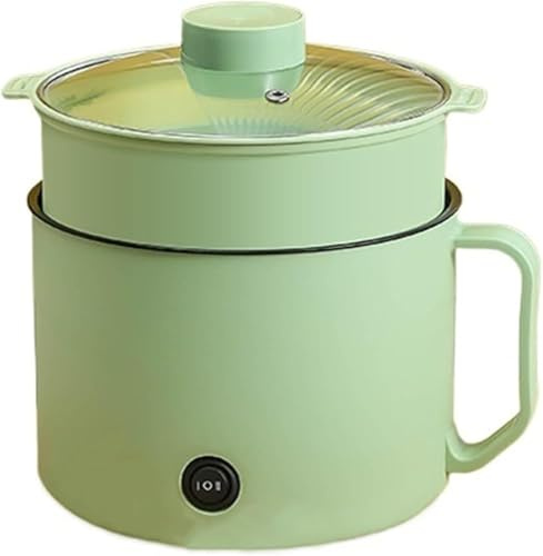 Pentola elettrica compatta da 1,8 litri, multicooker con cestelli per la cottura a vapore impilabili, pentola interna antiaderente, doppia impostazione di calore per ramen, pasta e zuppe, ideale per