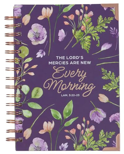 Christian Art Gifts Purple Journal W/Scripture Lord's Mercies Large Bible Verse Notebook, 192 Ruled Pages, Lam. 3:22-23 Bible Verse
