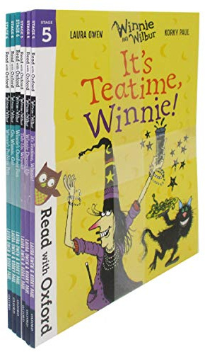 Read With Oxford Winnie and Wilbur (Stage 5 & 6) 6 Books Set (Its Teatime, Winnie Dresses, Tidy Up, Outdoor Fun, Go Winnie, Problem Pets)